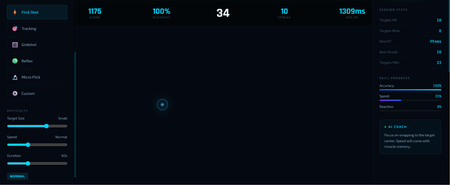 Flick Shot (2D) — gameplay screenshot of the free online aim trainer